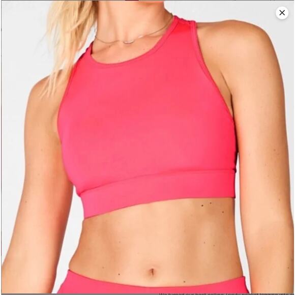 Fabletics Pink Racerback Trinity High Impact Sports Bra Mesh Pocket Medium - Picture 1 of 9
